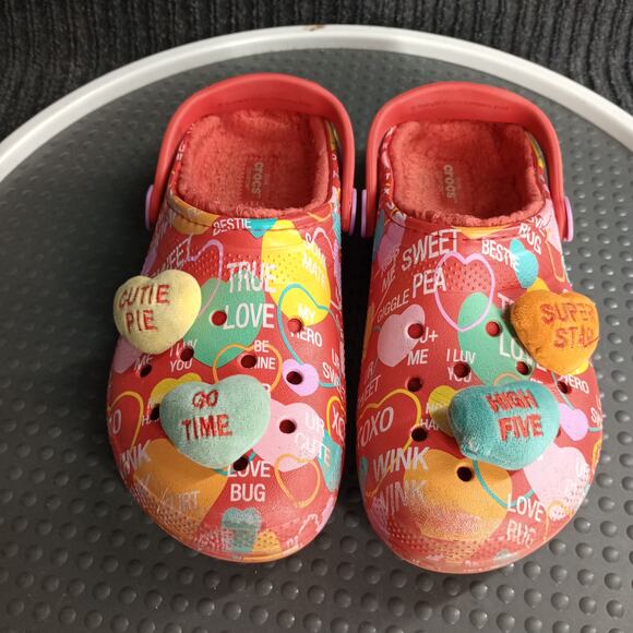 Crocs Sweethearts Valentines Junior Lined Sandals Red - Picture 2 of 8